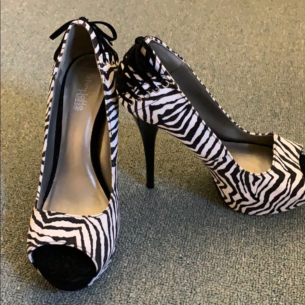 Zebra print suede 4 inch peep toe pumps